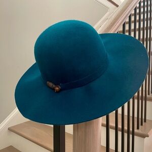 100% Wool Wide Brim Floppy Brim Hat in Deep Teal